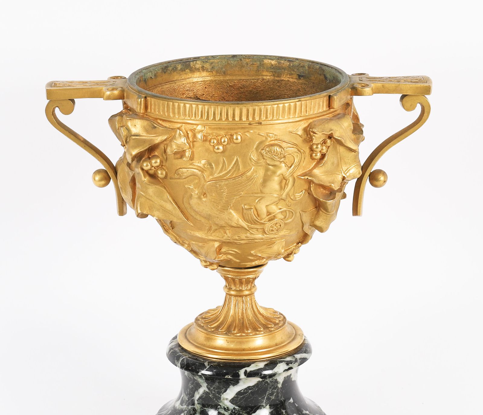 Antique Pair French Grand Tour Gilt Bronze Classical Urns 19th C photo buy