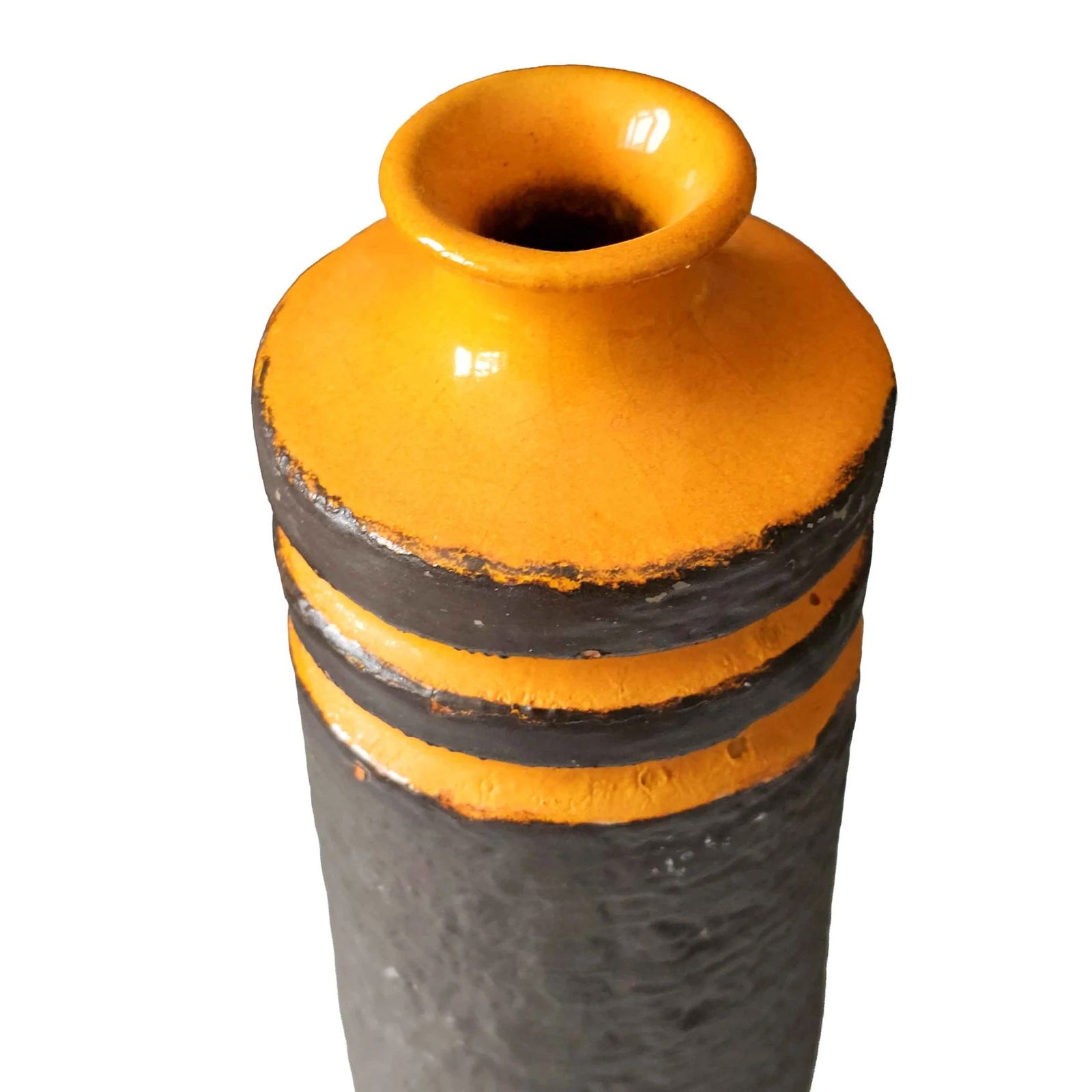 Haldensleben Keramik Vase 60s   East German Pottery   Orange Fat Lava   Mcm photo furniture