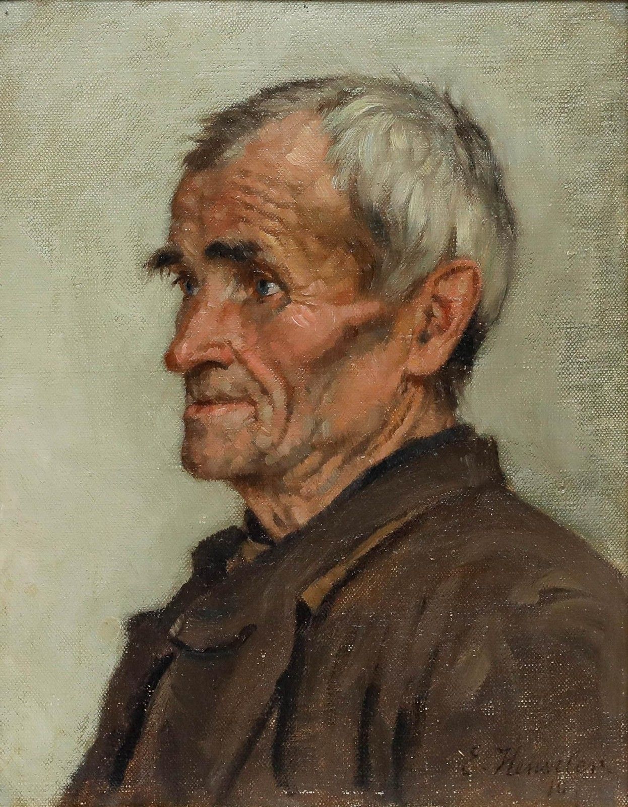 Ernst Henseler (1852 1940) 1910 Oil, Old Man In Reflection photo furniture