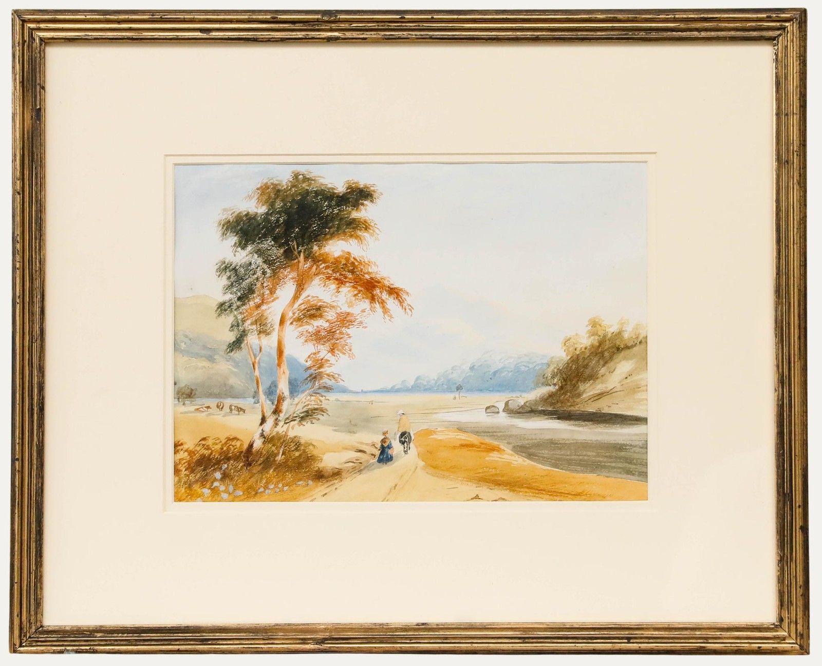 Framed 19th Century Watercolour The Long Road Ahead