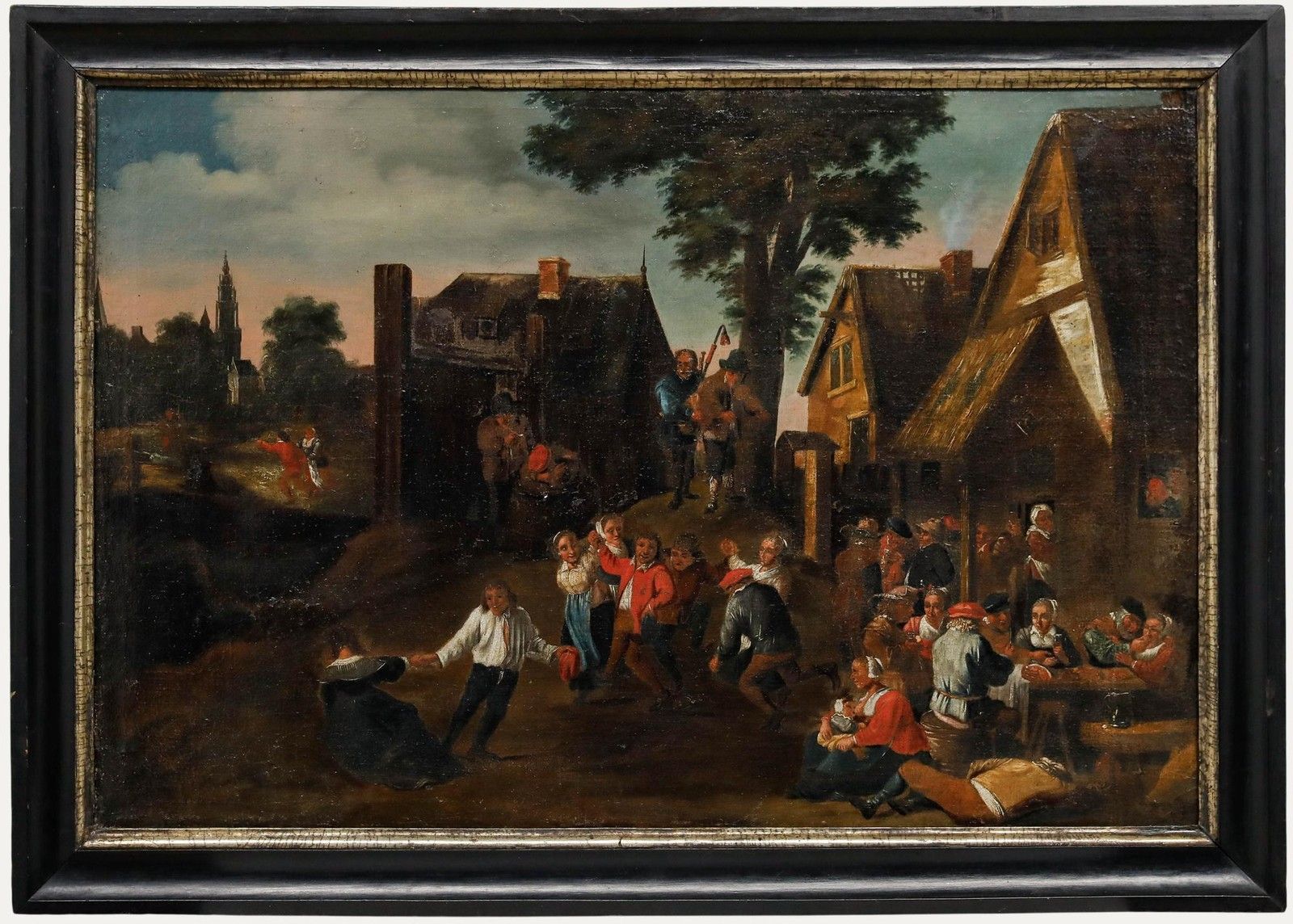 European School 18th Century Oil A Village Kermesse