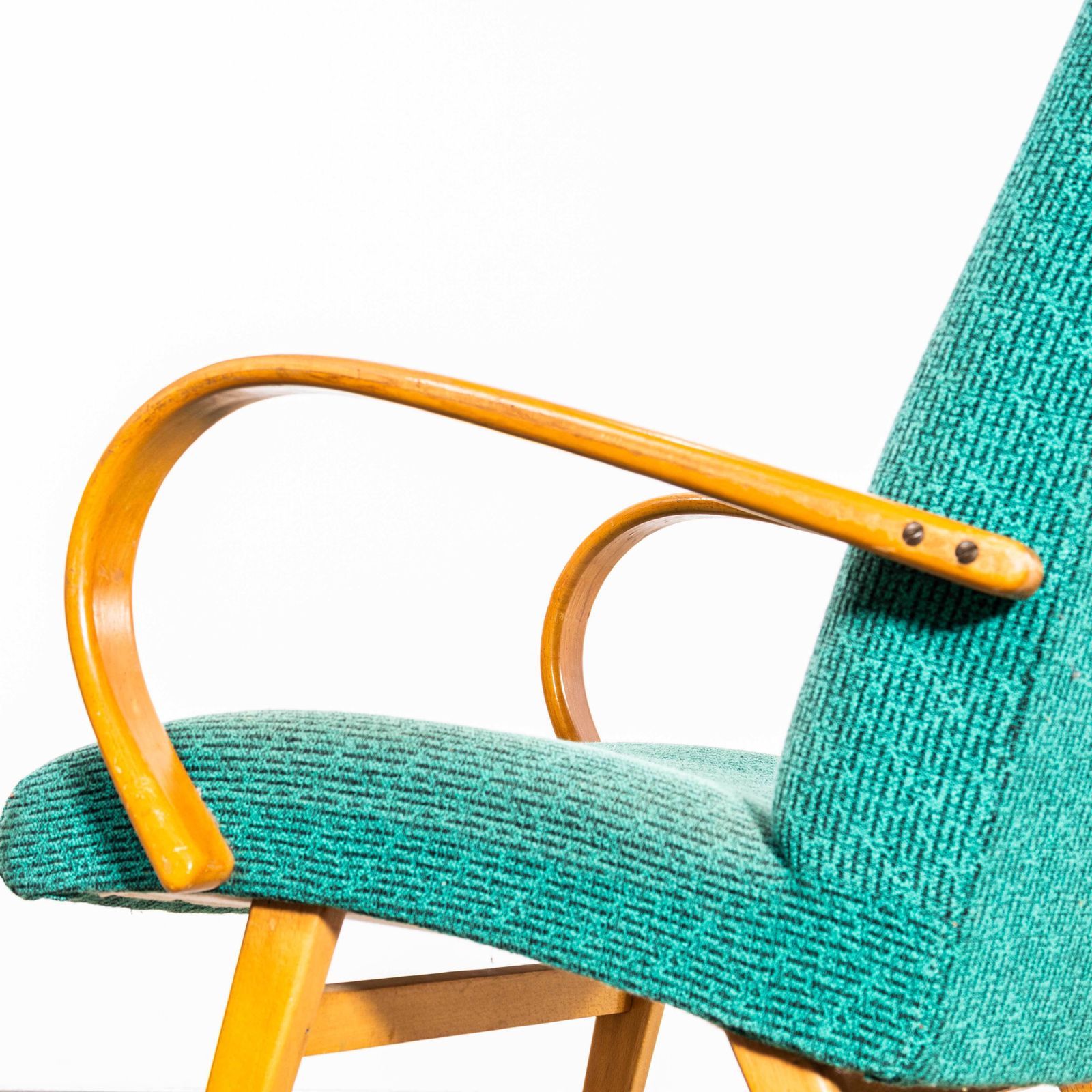 1960's Original Pair Of Armchairs   Teal With Maze Effect photo Furniture