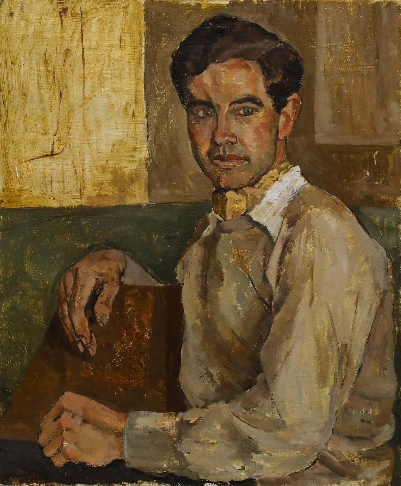 Circle Of Henry Lamb (1883 1960) Mid 20th Century Oil, Gentleman With Cravat photo furniture