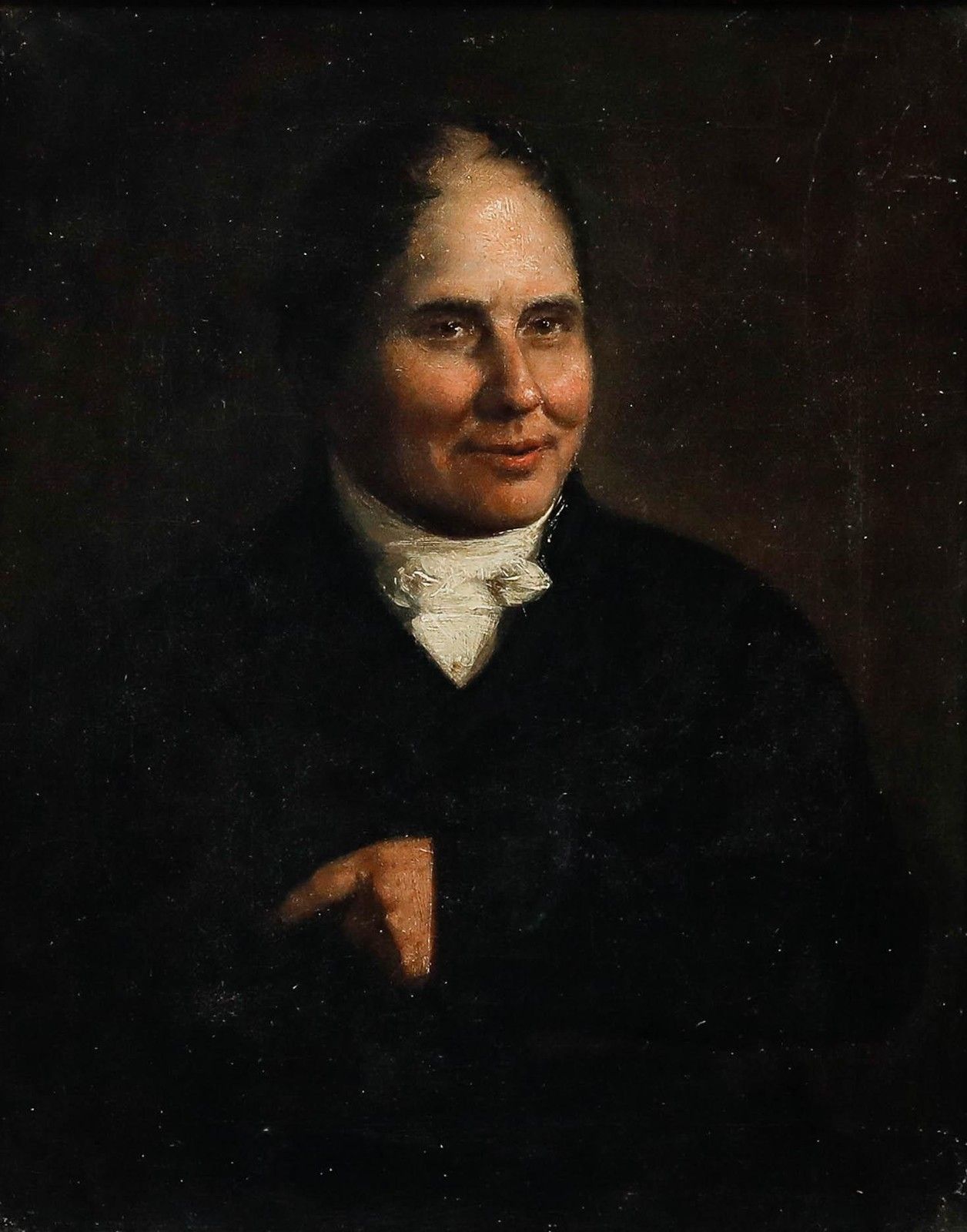 Framed Early 19th Century Oil Gentleman With A White Cravat photo furniture