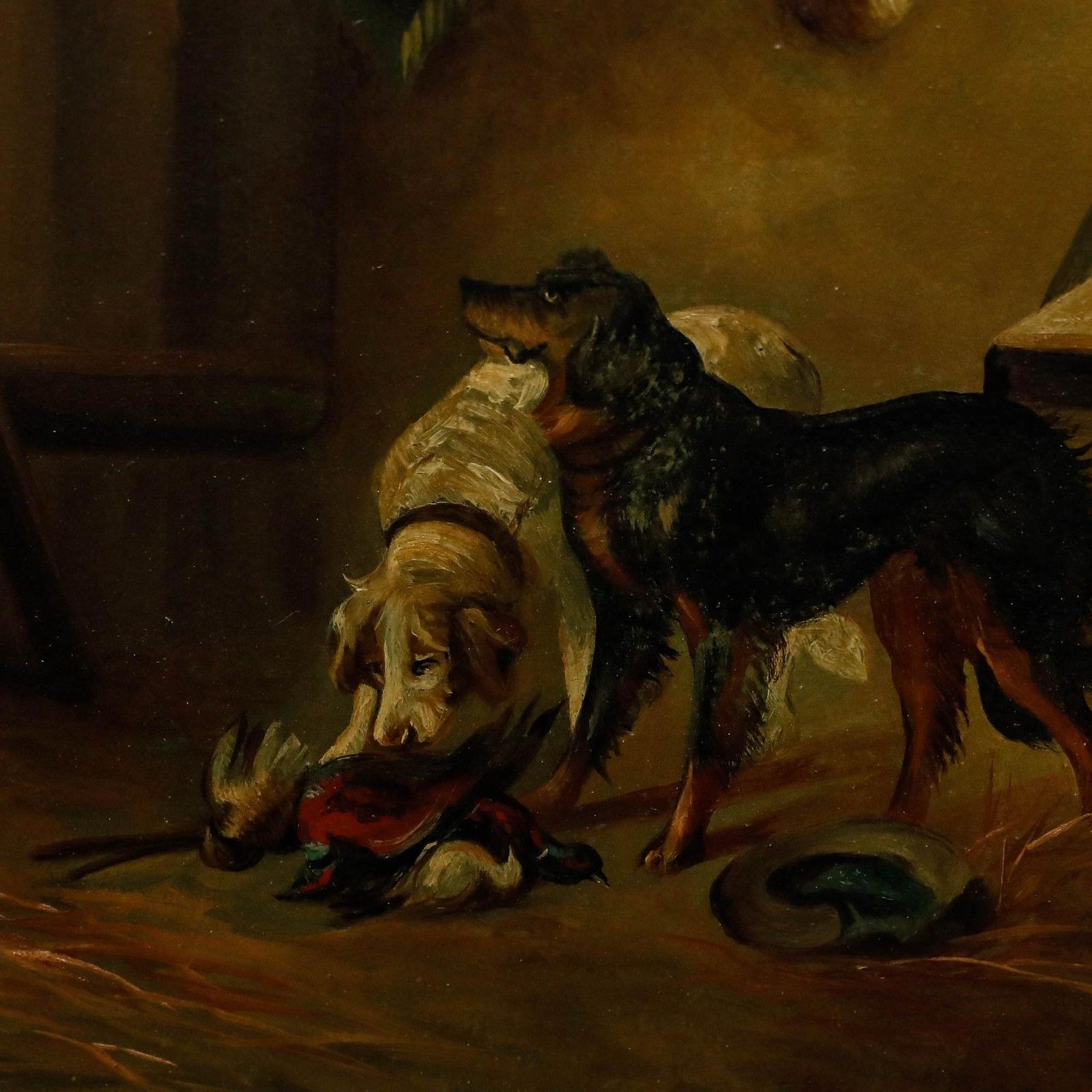 Late 19th Century Oil Hunting Dogs photo vinterior