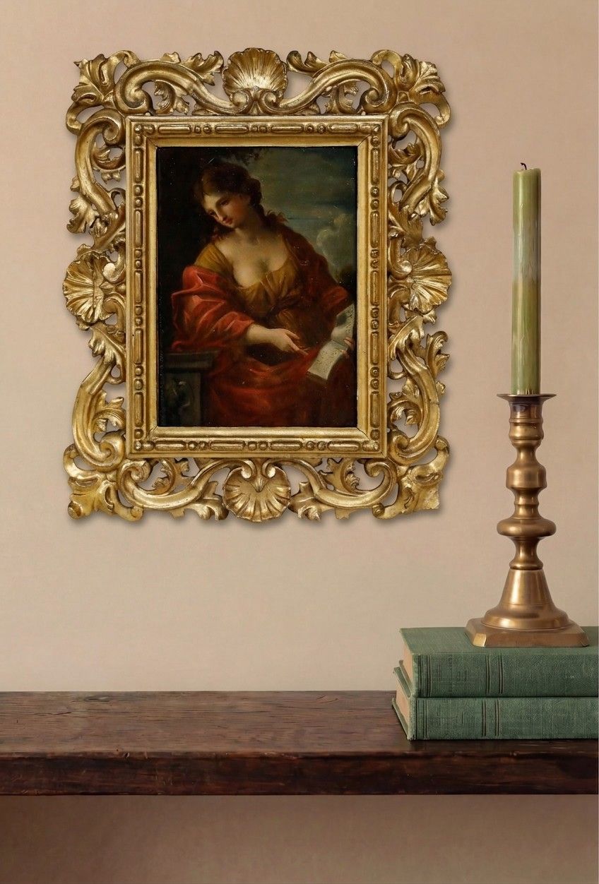 After Giovanni Francesco Romanelli Framed 19th Century Oil, The Cumean Sybil photo for sale