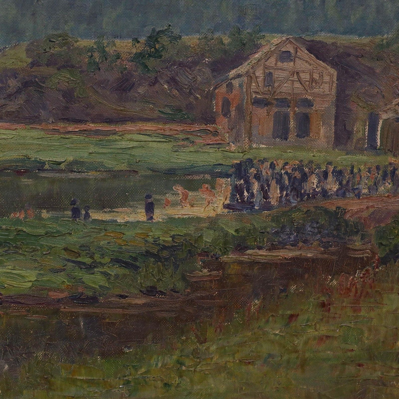 Jules Dubois (1864 1957) Early 20th Century Oil, Procession In The Ardennes photo 550.0