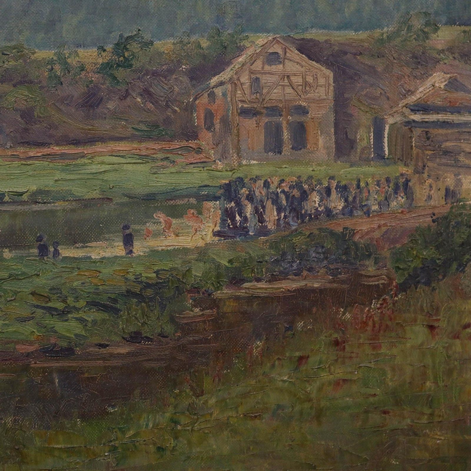 Jules Dubois (1864 1957) Early 20th Century Oil, Procession In The Ardennes photo vinterior