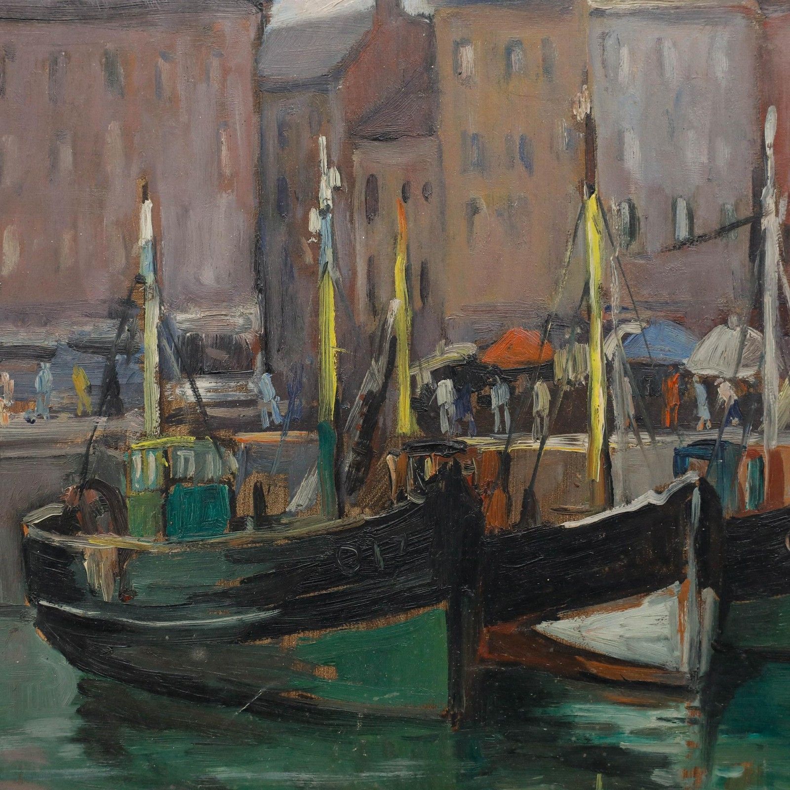 Richard Bressy (1906 1980) Framed Mid 20th Century Oil, Boats In Ostend photo 450.0
