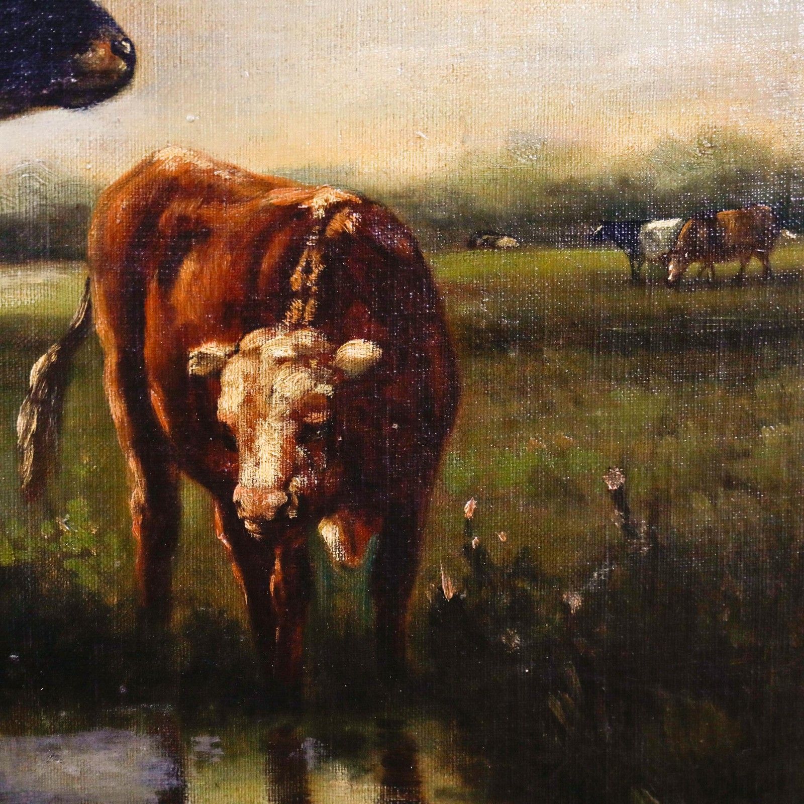 Henry Schouten (1857 1927) Framed Early 20th Century Oil, Cows By A Pond photo 750.0
