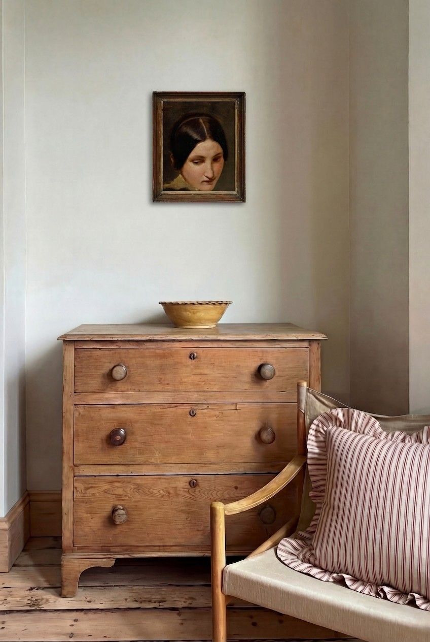 Framed Victorian Mid 19th Century Oil The Reverie, Head Study Of A Young Lady photo for sale