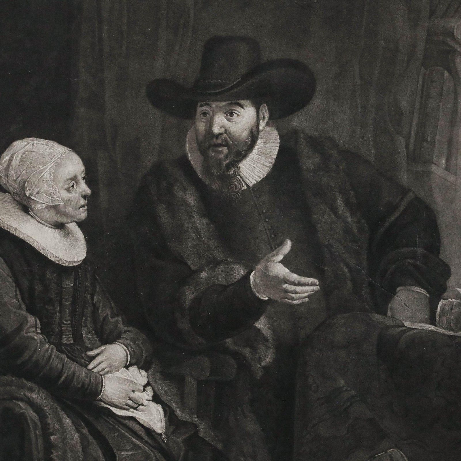 Art Josiah Boydell After Rembrandt 1781 Mezzotint, The Preacher And His Wife photo