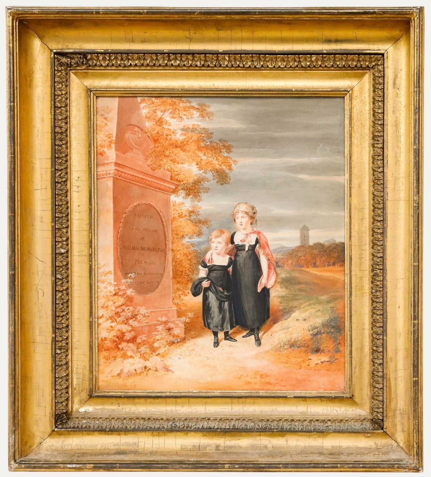 Early 19th Century Watercolour The Grave Of William Murray Of Polmaise
