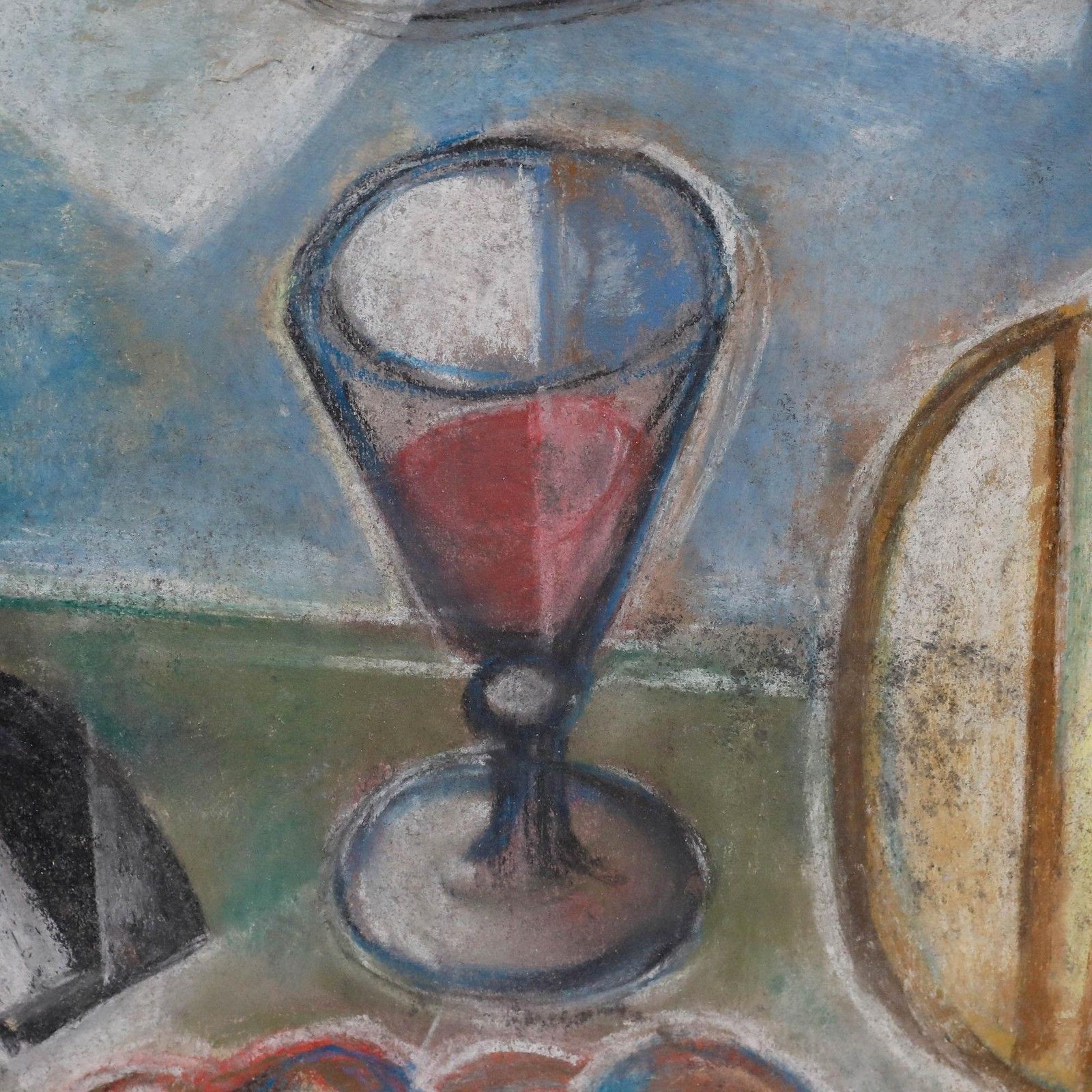 Johann Winter (1898 1964) Pastel, Still Life With Fiasco Bottle II photo for sale