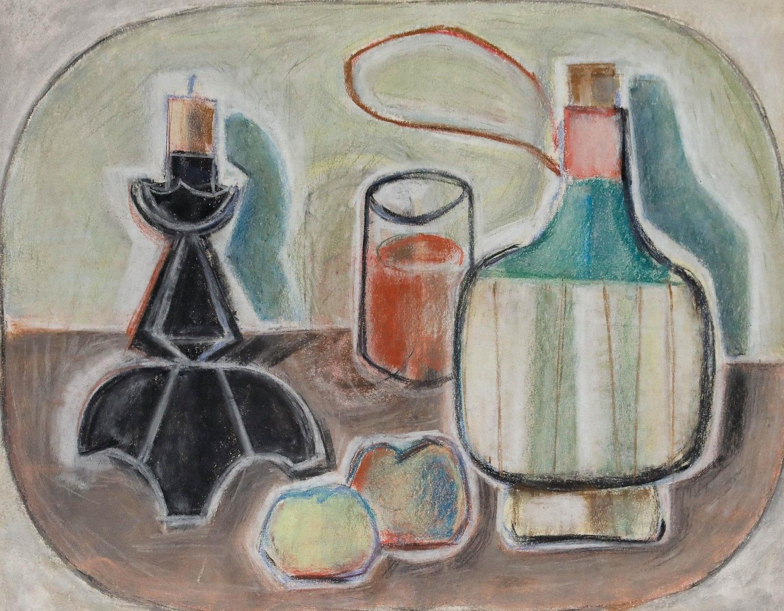 Johann Winter (1898 1964) Pastel, Still Life With Fiasco Bottle I photo furniture