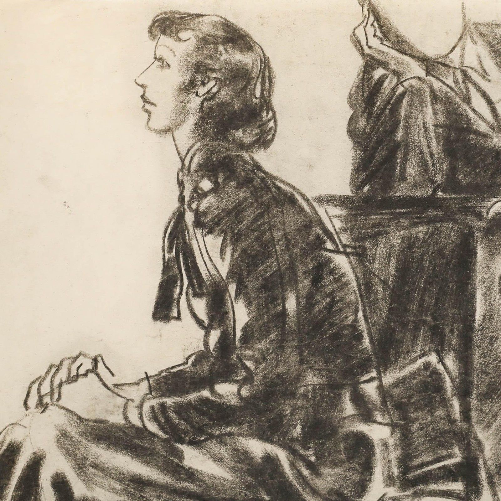 Film Noir C.1940 Charcoal Drawing Daydreaming photo Art