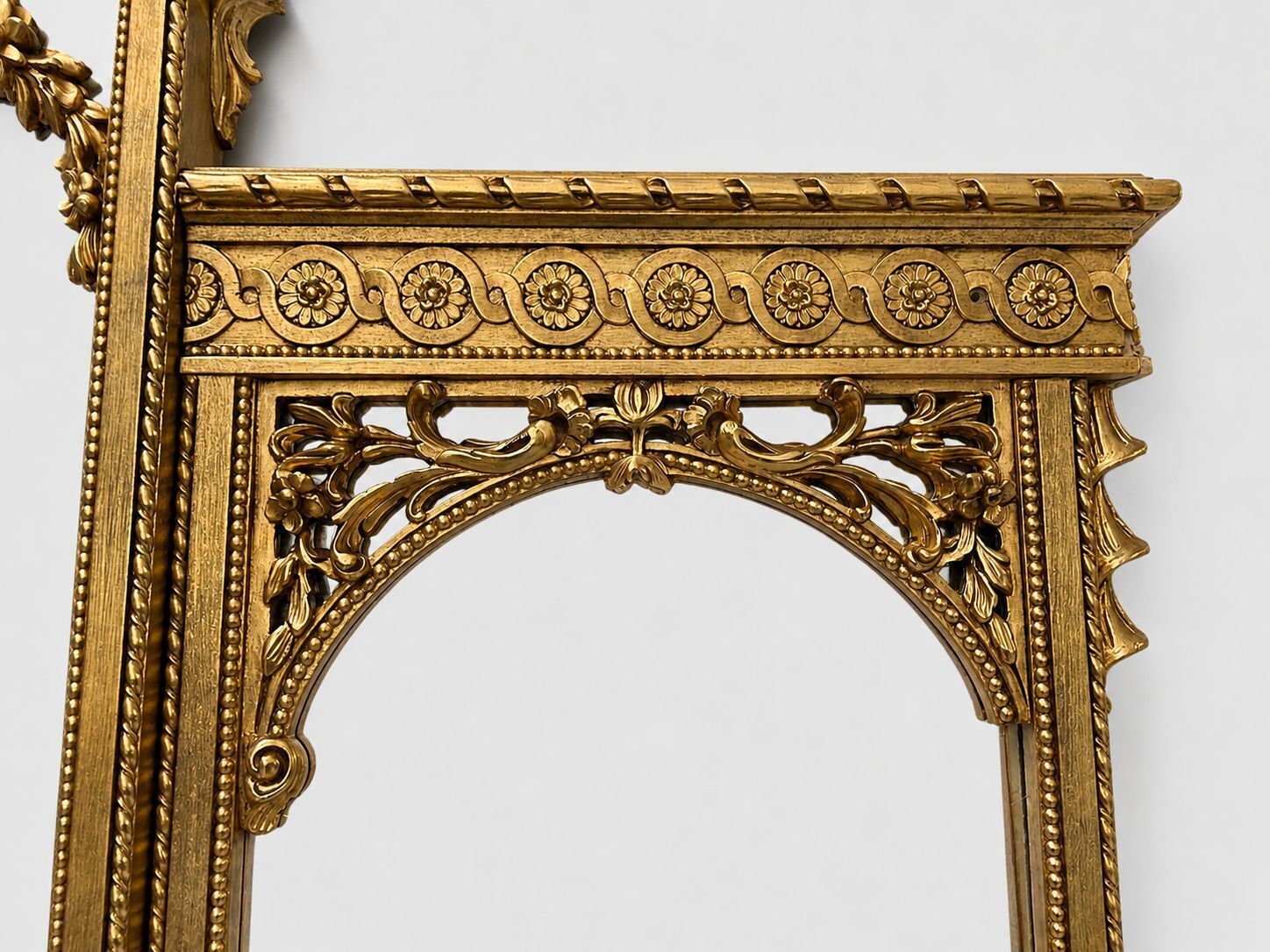 Asnaghi Carved Wood Gilt Triple Wall Mirror With Demi  Lune Marble Console photo Home Decor