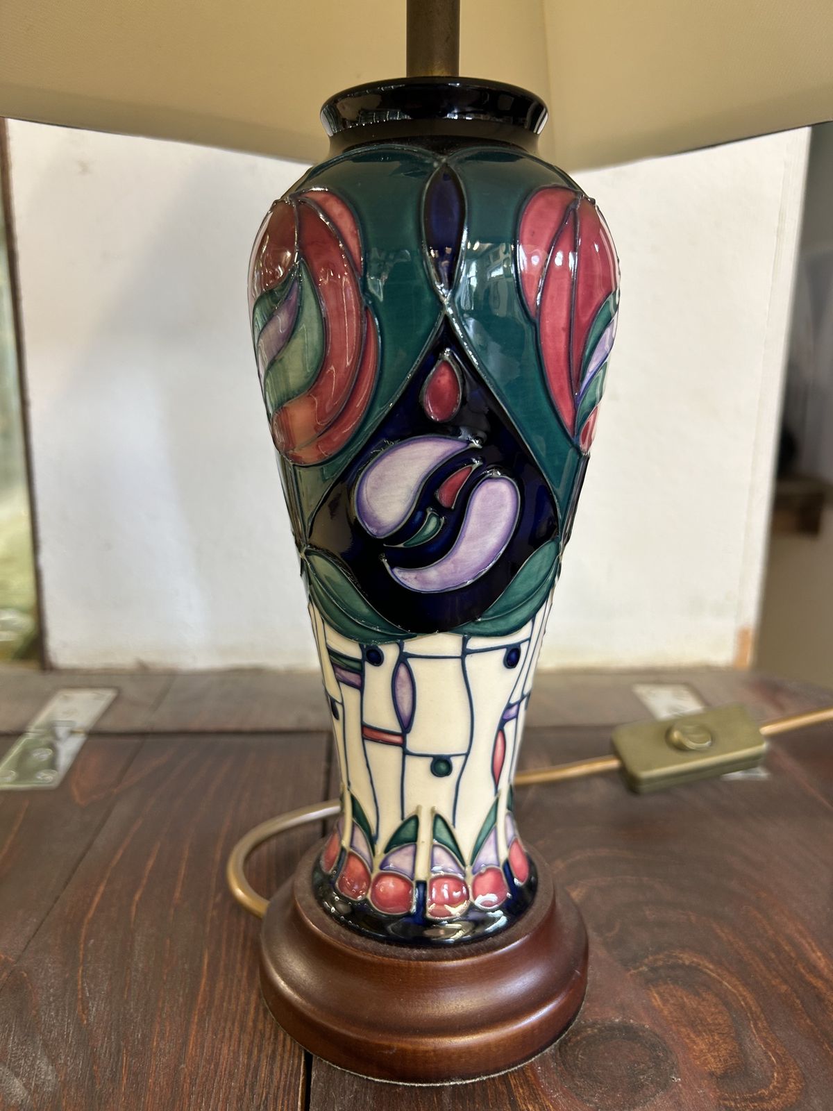 Moorcroft Lamp Original Shade   Tribute To Charles Rennie Mackintosh Pat Tested photo vintage