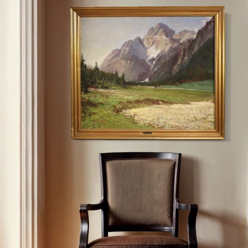 Peinture italienne, vue de la Croda Rossa d'Ampezzo, signée Bentivoglio photo buy