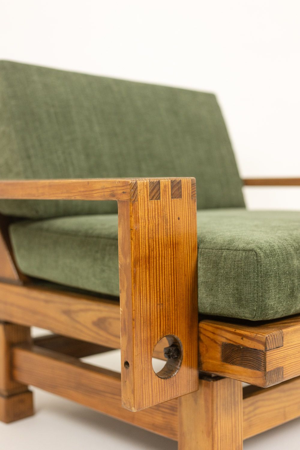 Pair Of Modernist Style Armchairs Made Of Pitch Pine. 1960s. photo buy