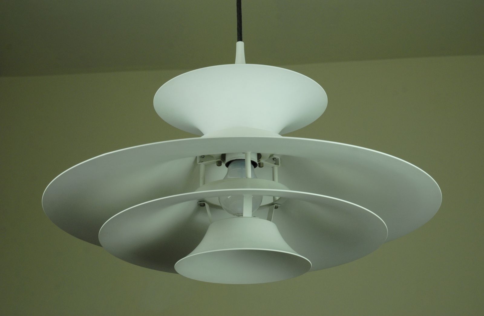 White Radius 1 Pendant Lamp By Eric Baslev For Fog And Mørup, 1960s photo vintage