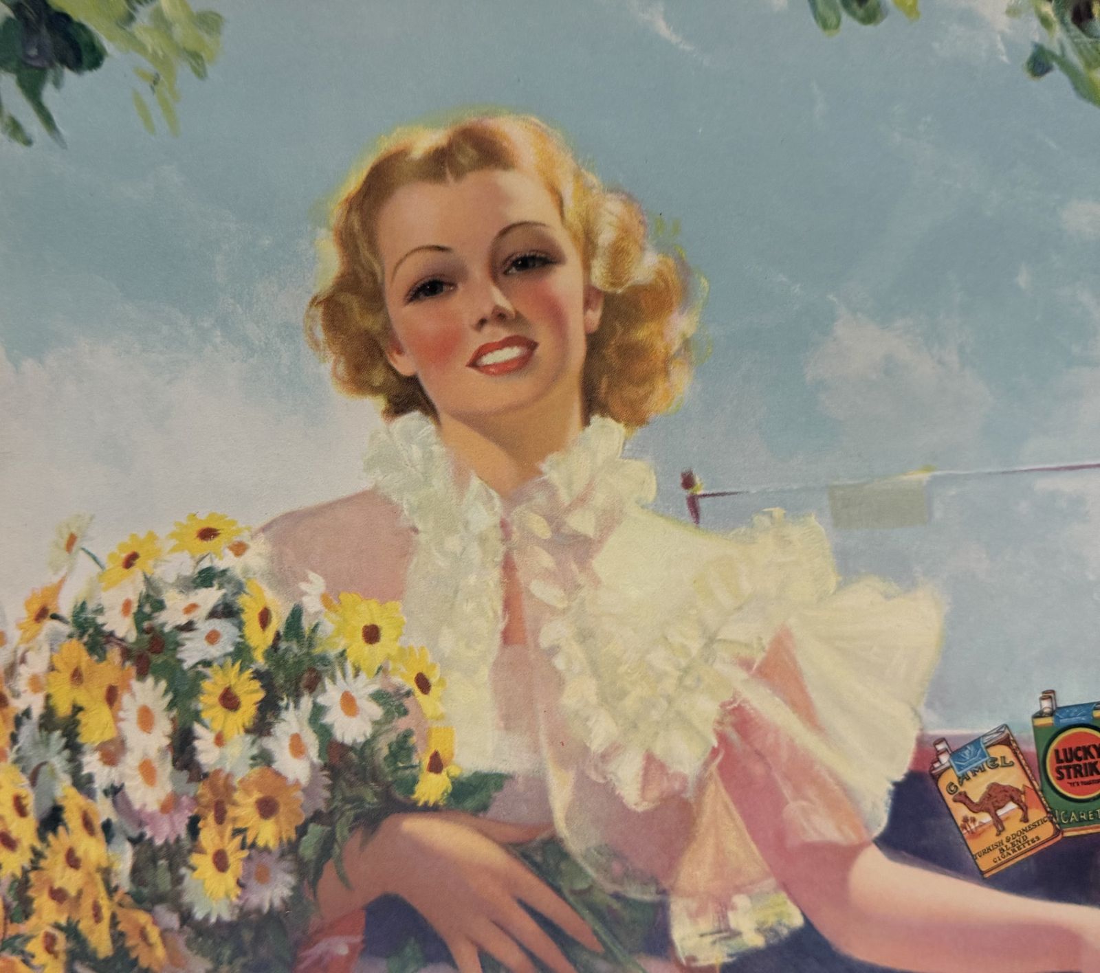 1930s American Lucky Strike Advertising Art Print After Bradshaw Crandell, 'A World Of Sunshine'. photo buy
