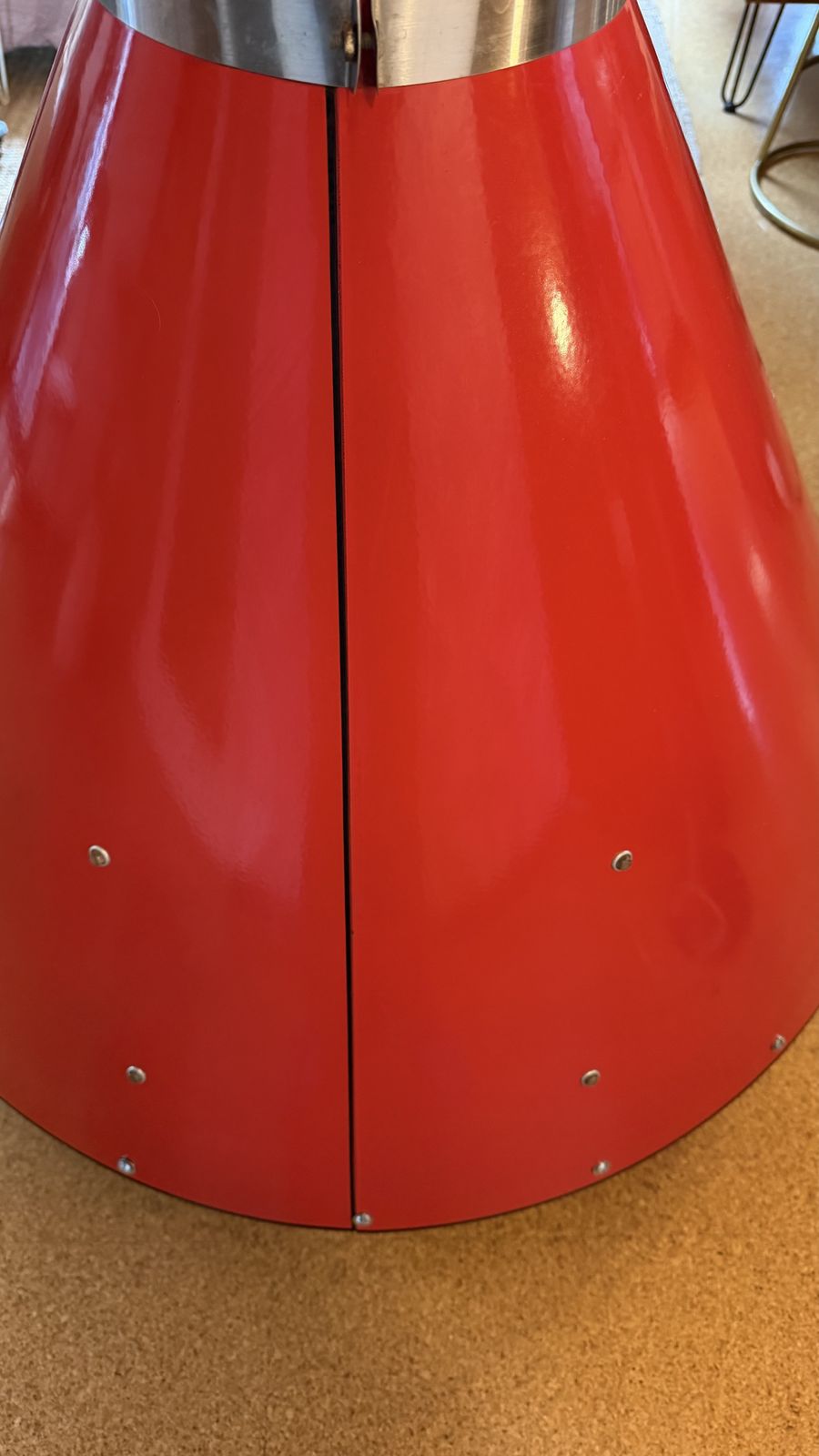 photo for sale Mid Century Vintage Preway Mfg Cone Fireplace Red Enamel & Steel.