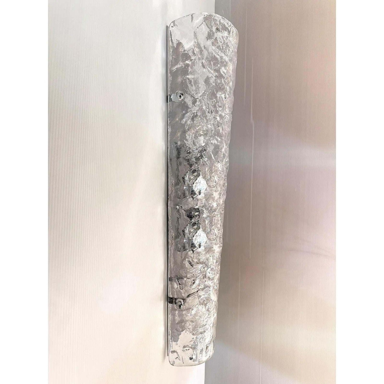 Elegant Transparent Hammered Glass Wall Sconces With Italian Murano Influence   Lot Of 4. photo for sale