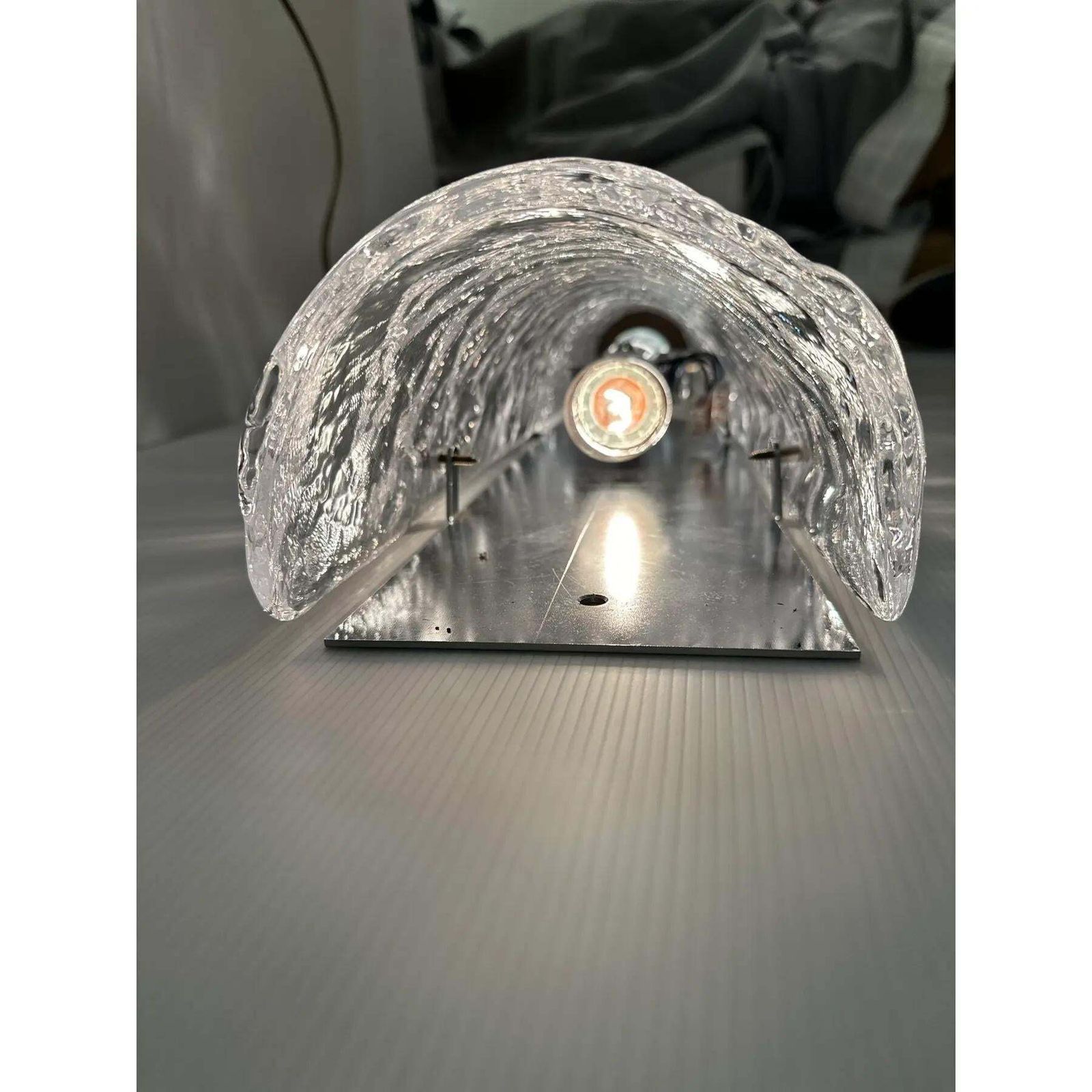 Elegant Transparent Hammered Glass Wall Sconces With Italian Murano Influence   Lot Of 4. photo vinterior