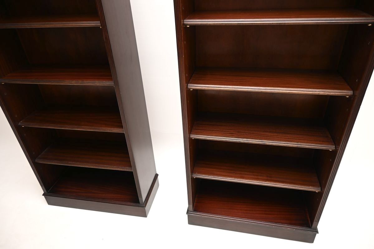 Pair Of Antique Georgian Style Mahogany Open Bookcases photo vintage