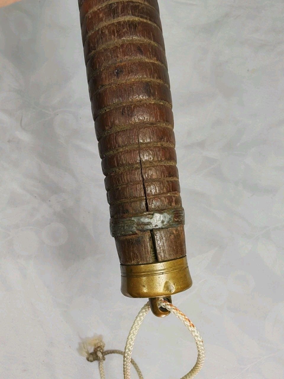 photo furniture Antique Brass Telescopic Fishing Gaff Boat Hook Leather Handle Maritime