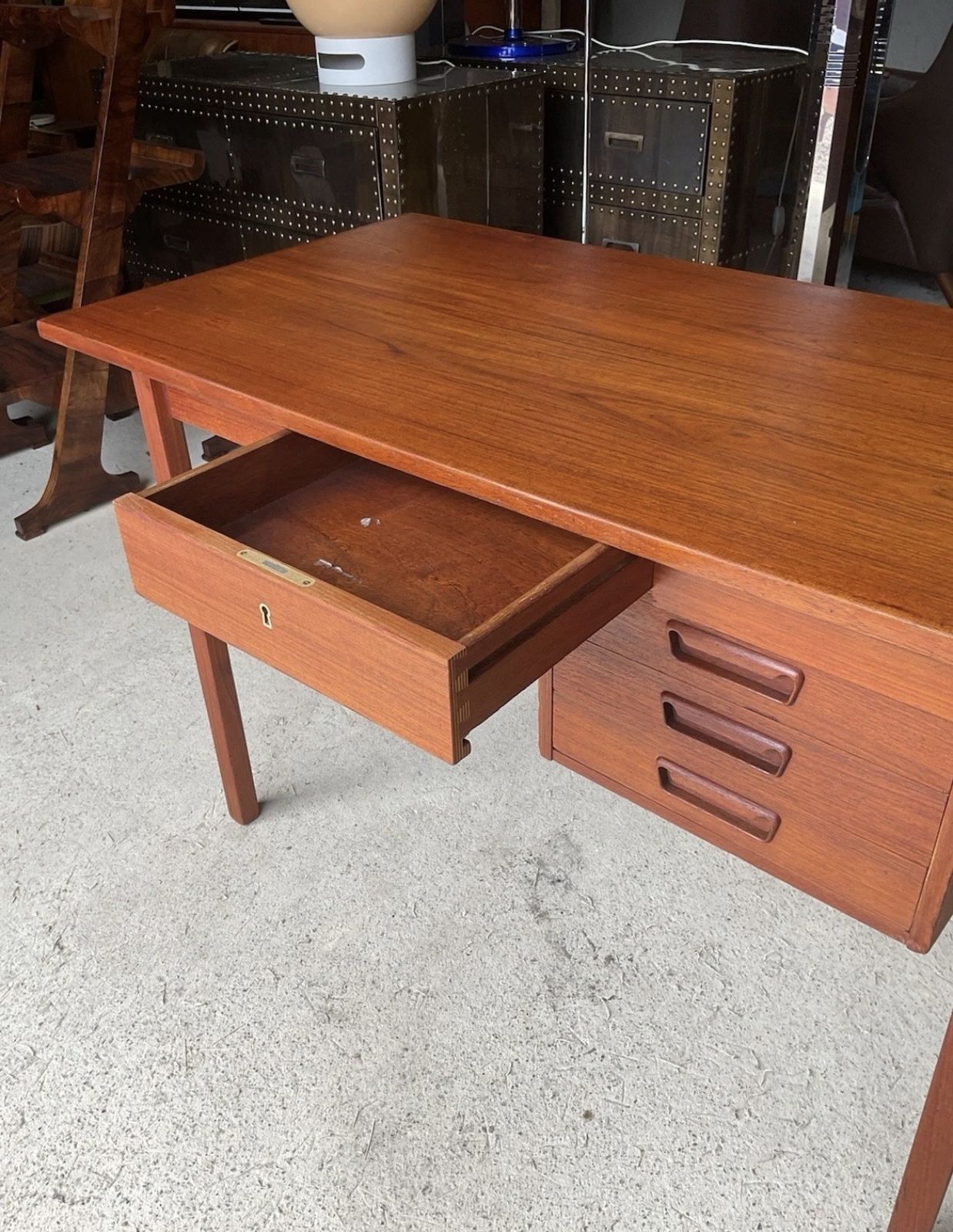 Mid  Century Danish Teak Wood Desk By Gunnar Nielsen For Tibergaard photo Furniture