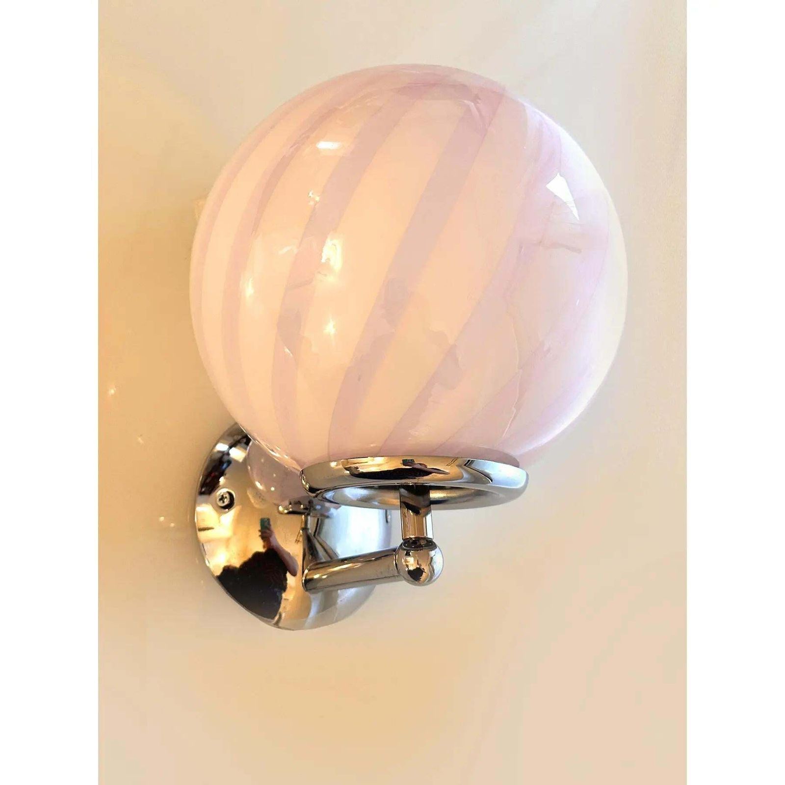 Lot Of 4 Contemporary Pink Swirl “Rods” Murano Glass Wall Sconces. photo for sale