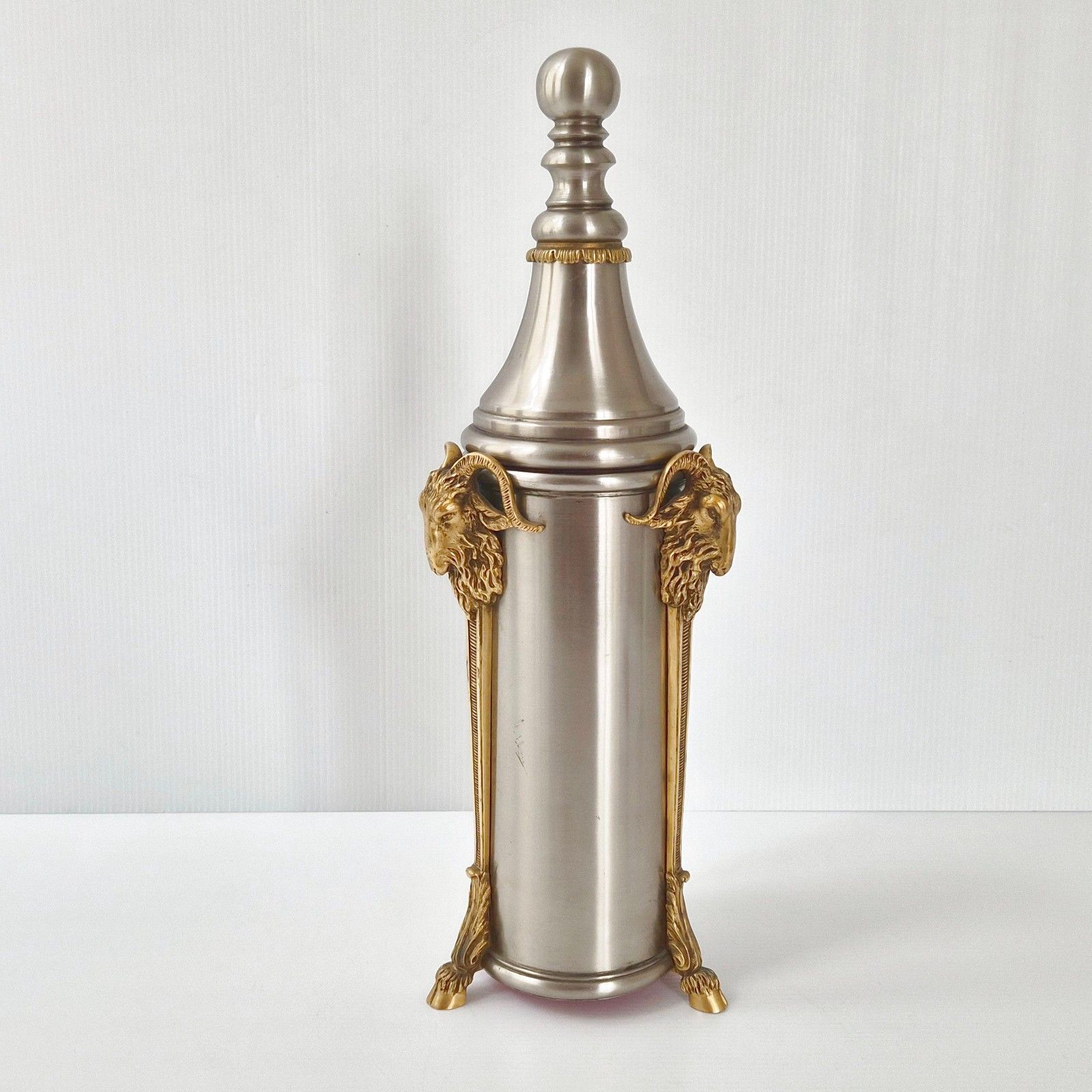 Vintage 1970 Au Belier Stainless Steel & Bronze Bottle Holder Dlg House Rings 70s