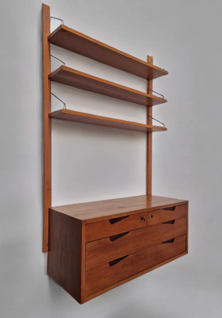 photo furniture Wall Unit In Teak By Kjell Riise, Scandinavian Mid Century 1960s Wall Unit In Teak By Kjell Riise, Scandinavian Mid Century  1960s