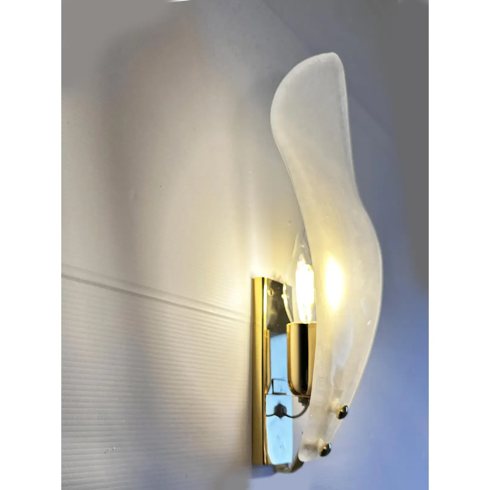 Contemporary Italian Sanded Leaf Murano Glass Wall Sconces – Lot Of 4 Pieces. photo 2587.0