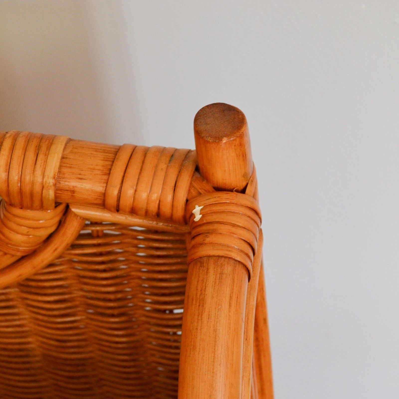 Vintage Bamboo Magazine Rack, Two Tier Storage Unit Book Rack 66cm Tall photo vinterior