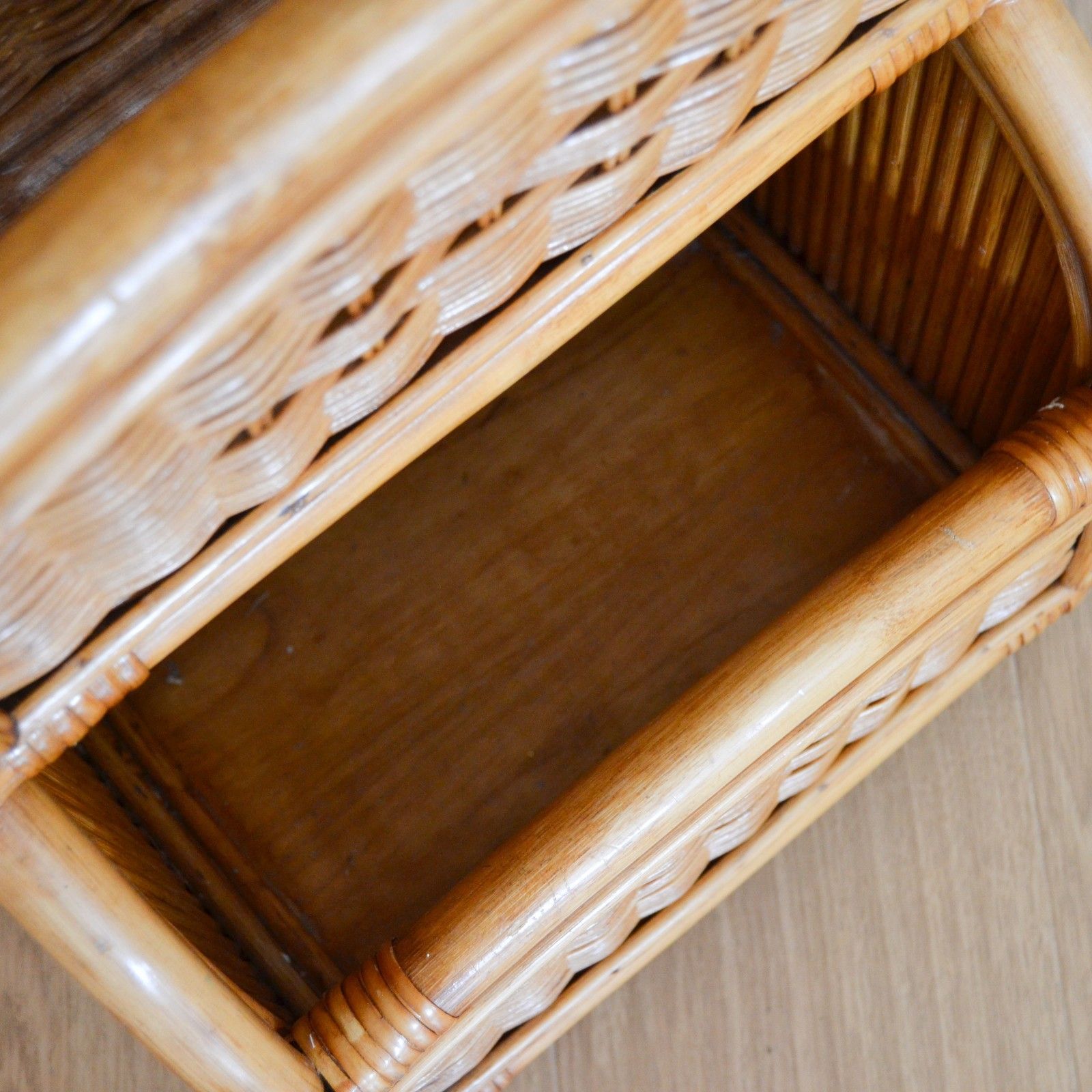 Home Decor Vintage Bamboo Magazine Rack, Two Tier Storage Unit Book Rack 66cm Tall photo