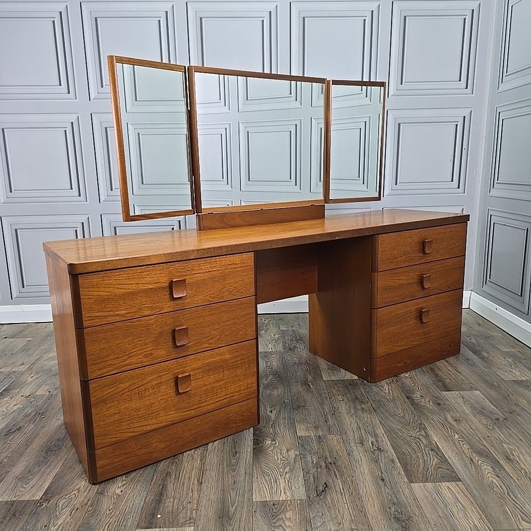 Stag Cantata Dressing Table Mid Century Teak Vanity Desk Mirror Retro Vintage photo furniture