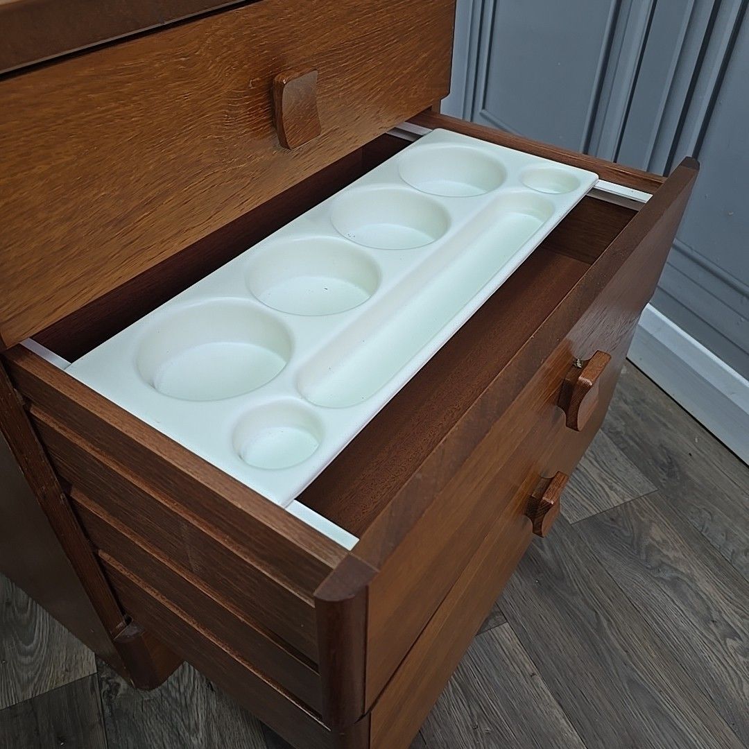 photo vinterior Stag Cantata Dressing Table Mid Century Teak Vanity Desk Mirror Retro Vintage