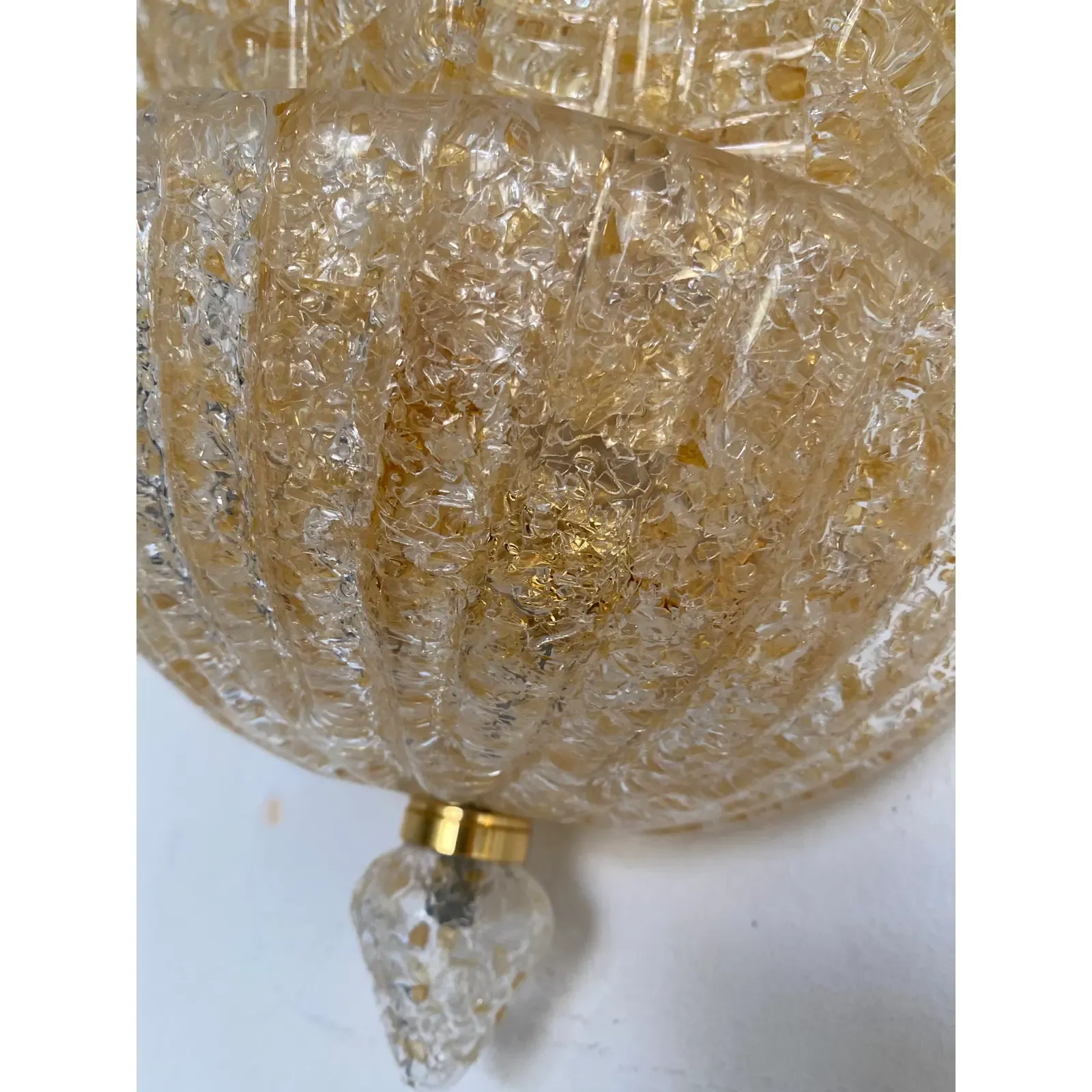 Set Of Four Venetian Gold Graniglia “Leaf” Murano Glass Wall Sconces. photo buy