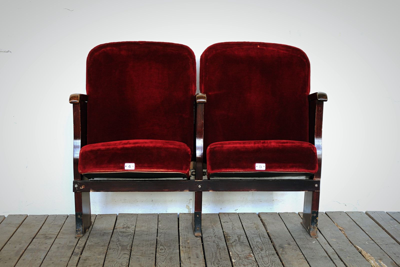 Vintage Folding Cinema Seats 1950 Row Of 2 photo 550.0
