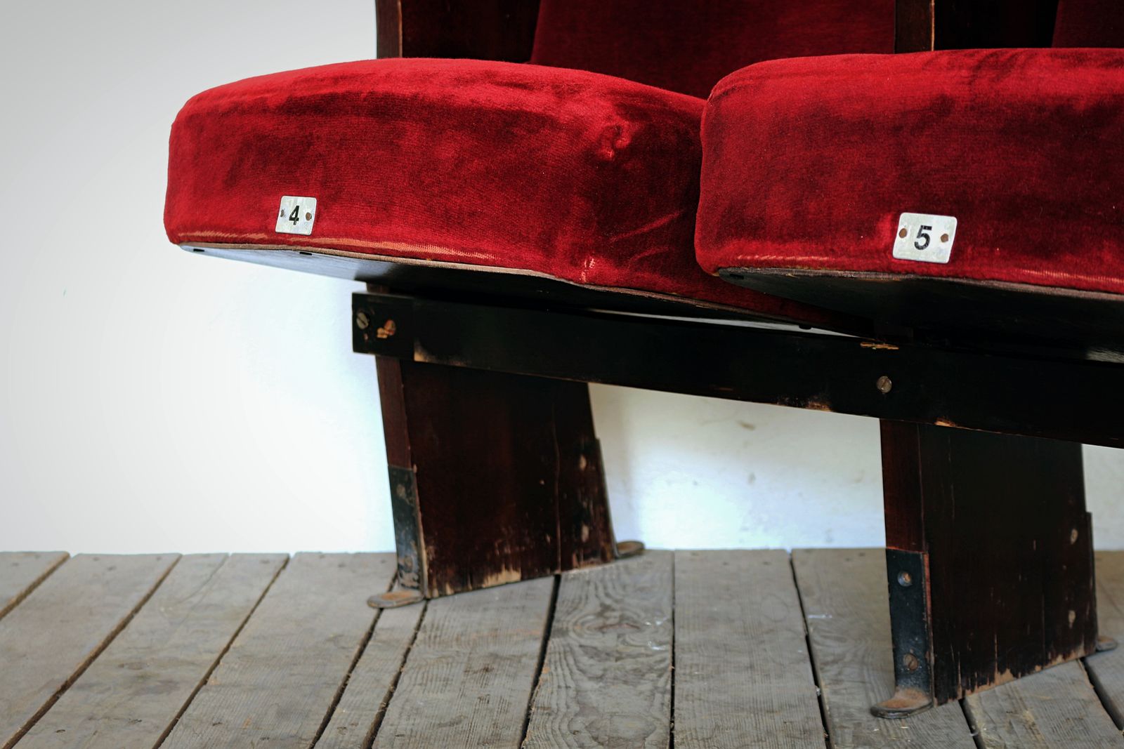 Vintage Folding Cinema Seats 1950 Row Of 2 photo vintage
