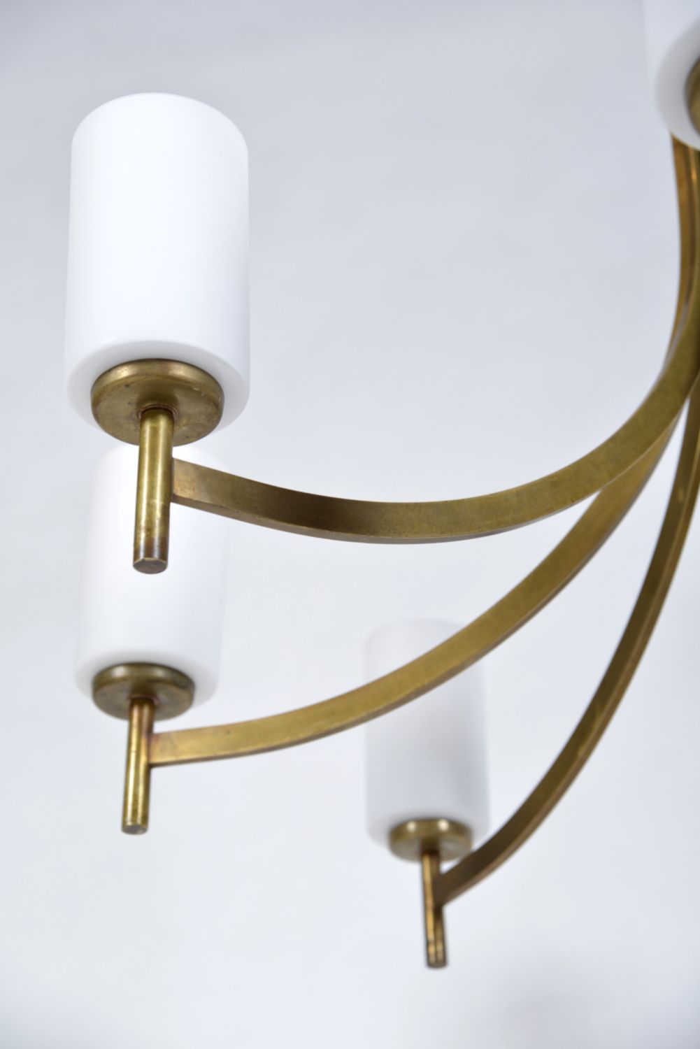 Large 1950s 1960s Italian Midcentury Brass Glass 8 Arm Chandelier Light photo 1800.0
