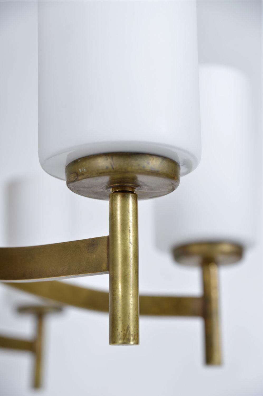 photo buy Large 1950s 1960s Italian Midcentury Brass Glass 8 Arm Chandelier Light