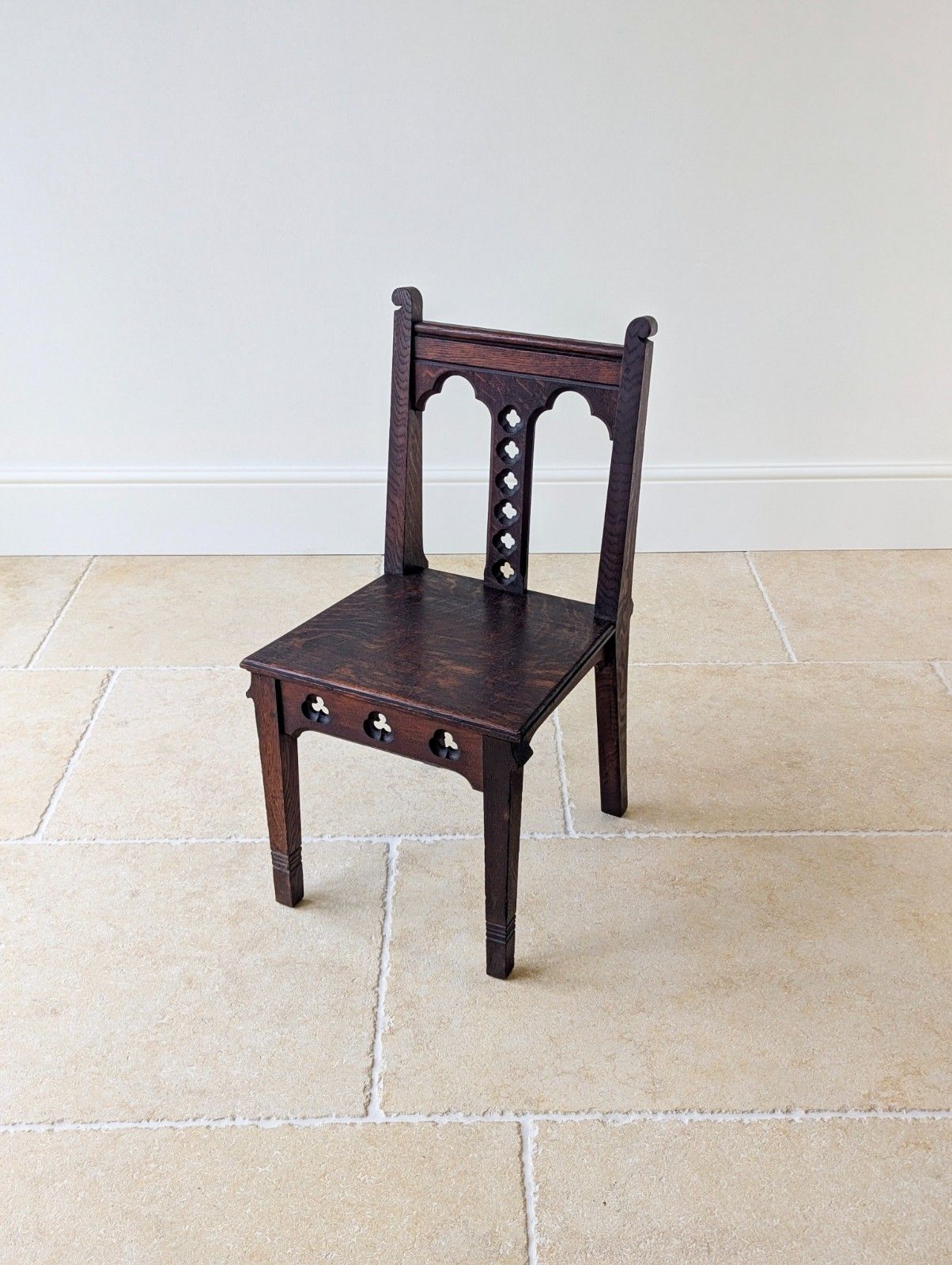 photo for sale Antique Edwardian Gothic Revival Oak Church Chairs C.1911