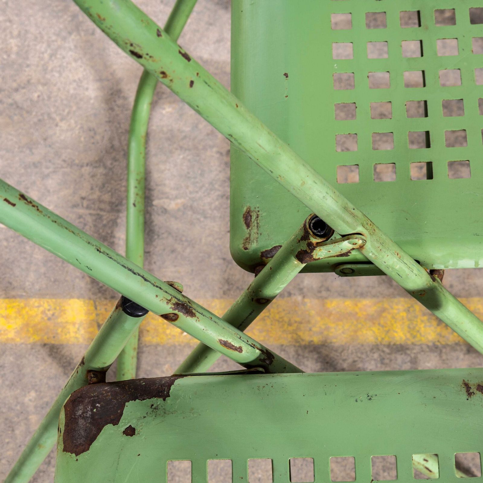 1970’s French Brutalist Green Folding Metal Garden Chairs photo buy
