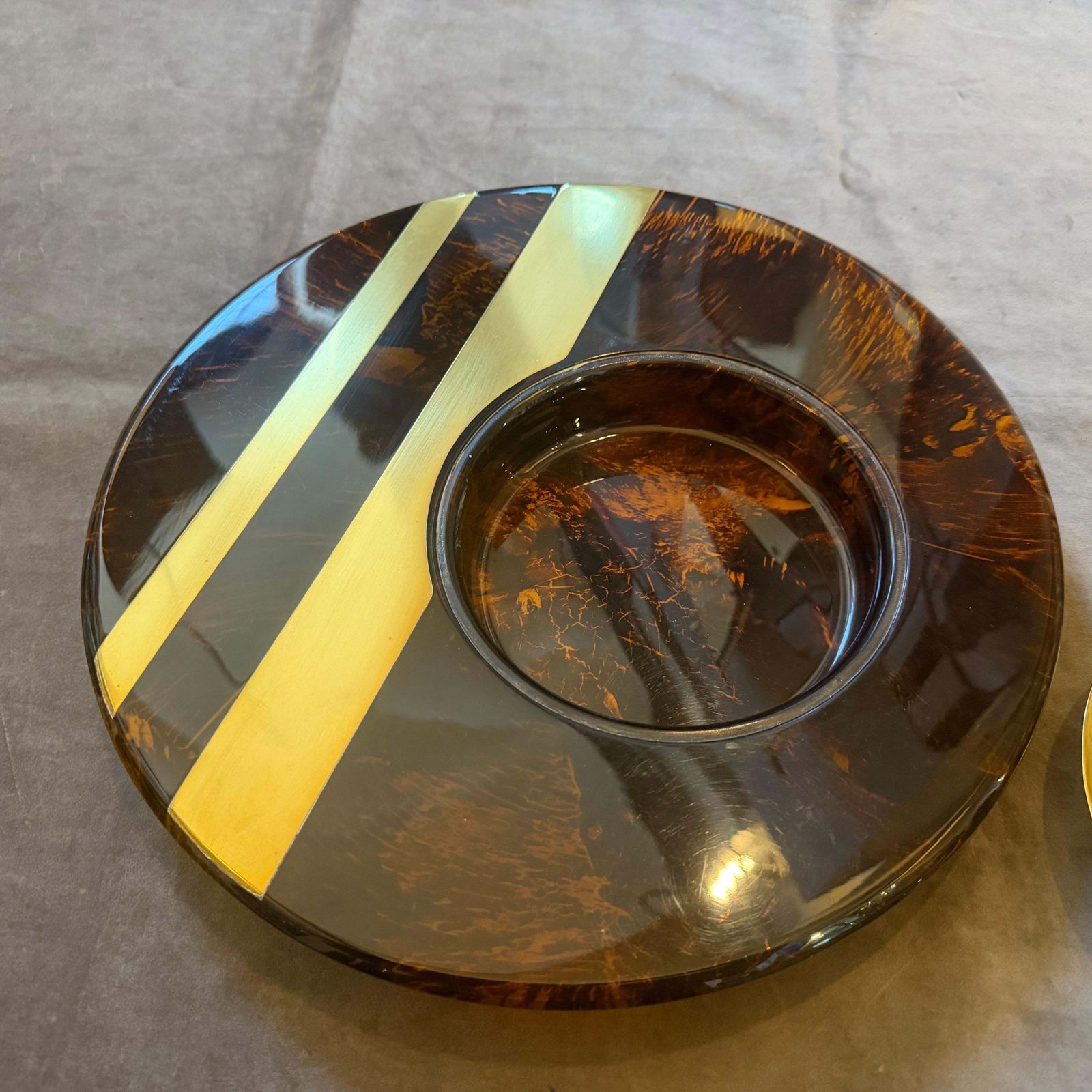photo vinterior 1970s Dior Home Style Mid Century Modern Faux Tortoiseshell Lucite Centerpiece