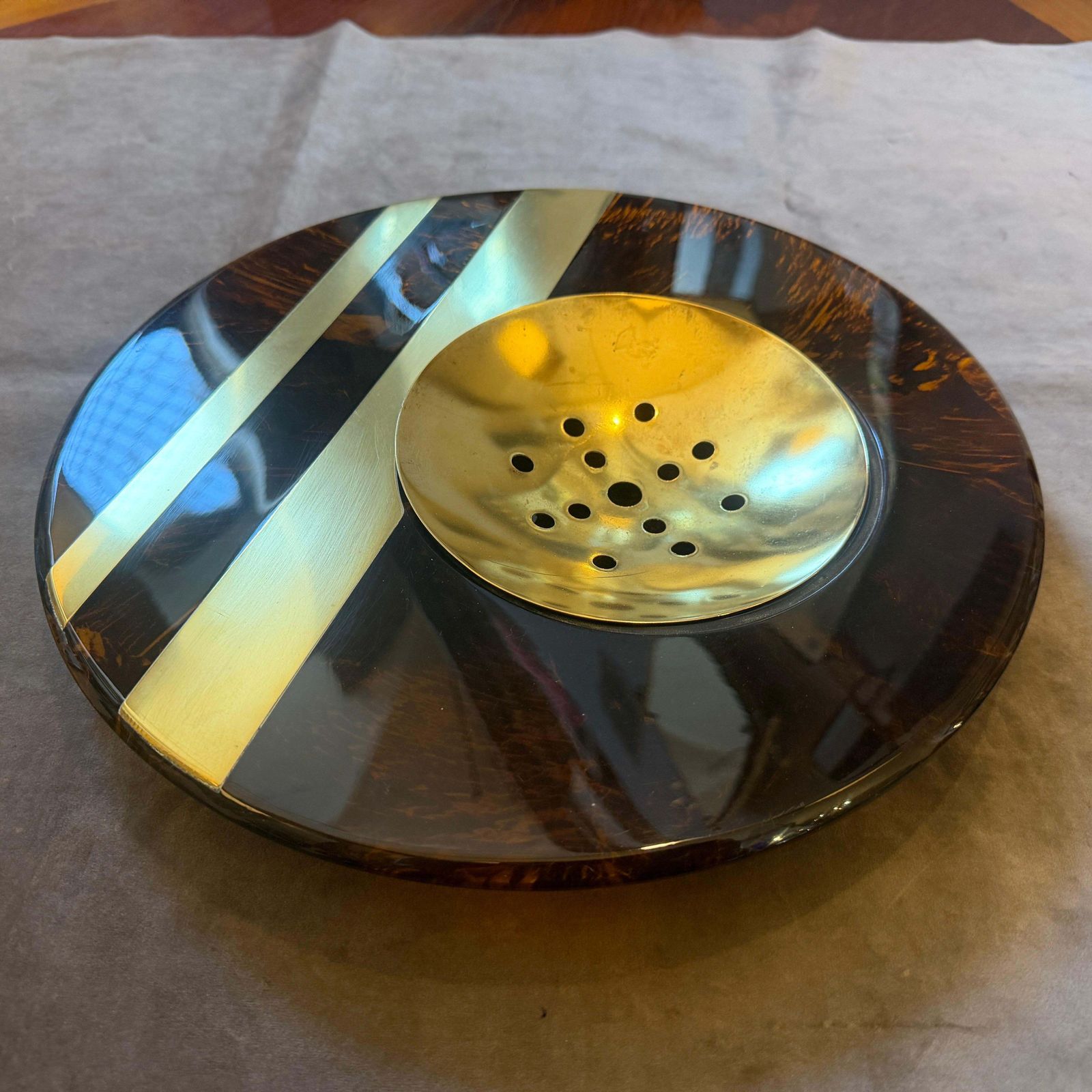 photo buy 1970s Dior Home Style Mid Century Modern Faux Tortoiseshell Lucite Centerpiece