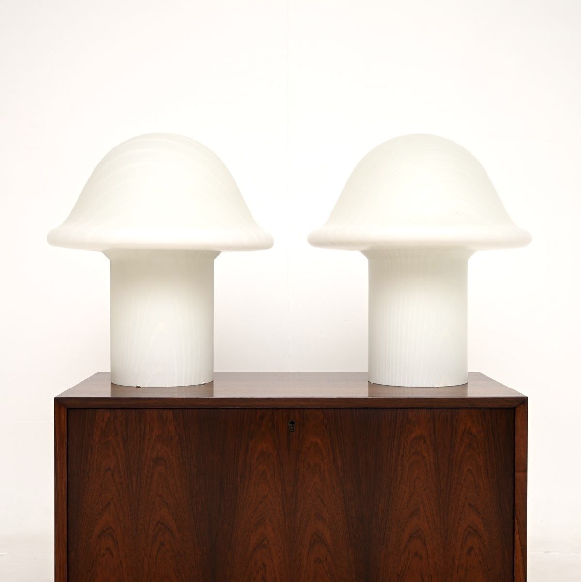 Pair Of Large Vintage Murano Glass Mushroom Lamps